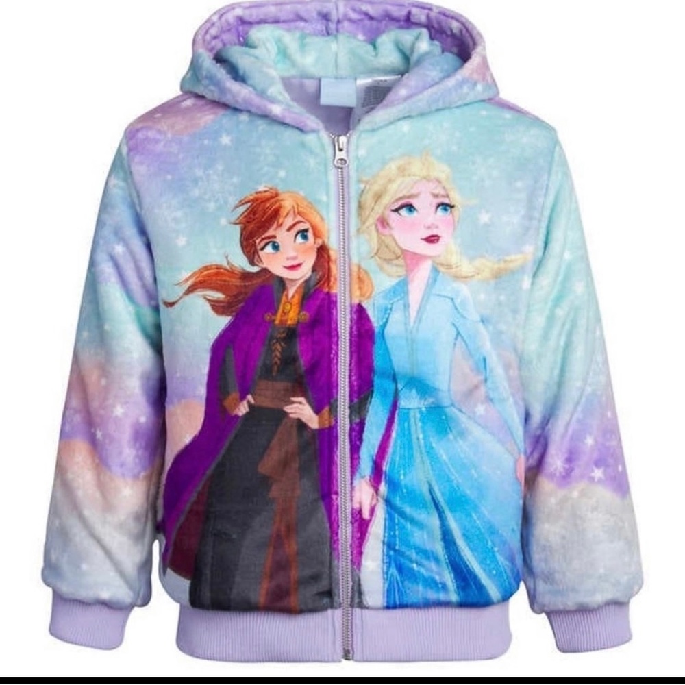 NWT Girls Disney Frozen fleece hooded zipper front size 6